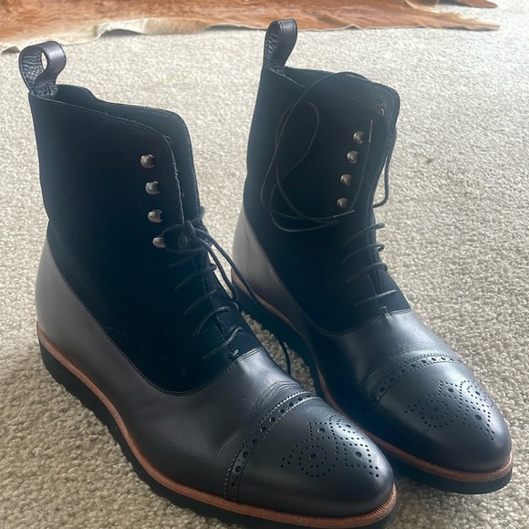 Southern Gents Logan High Top Boots – Triple Black + Caramel - Picture 2 of 2